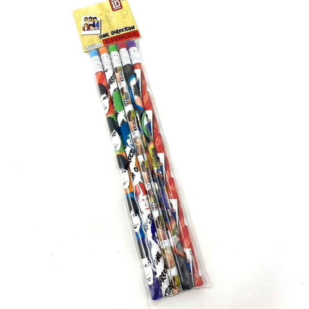 1D One Direction Fan Pencils 5 CT NWT Boy Band Collectible Sealed